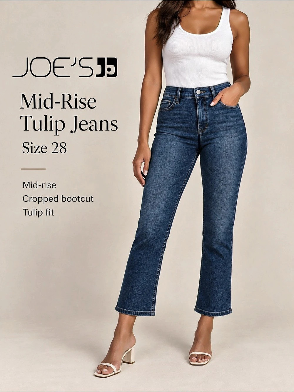 Joe’s Jeans Mid-Rise Tulip Crop Bootcut Jeans Blue Size 28